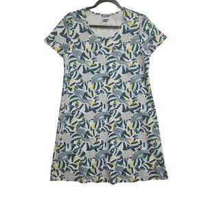 Lands End Womens Fish Print Short Sleeve Dress M Pull Over. 4024
